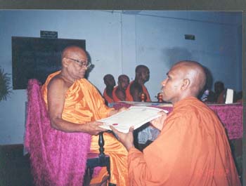 2002 December Akta Patra receive from maha nayaka thero at Gangarama temple at Paliyagoda
