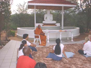 Blessing to devotees at the Botswana temple in 2006