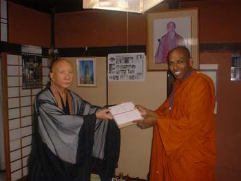 Zen master gava a special certificate about peace at his temple